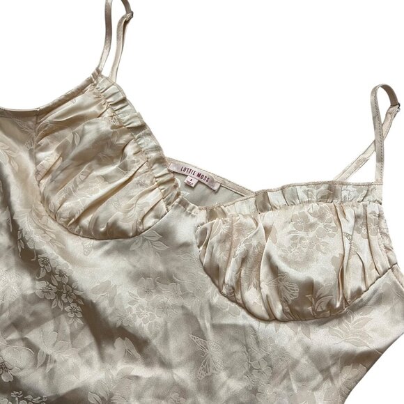 Lottie Moss Womens Satin Floral Crop Top Cream Small Coquette Y2K Party‎ - Picture 5 of 11